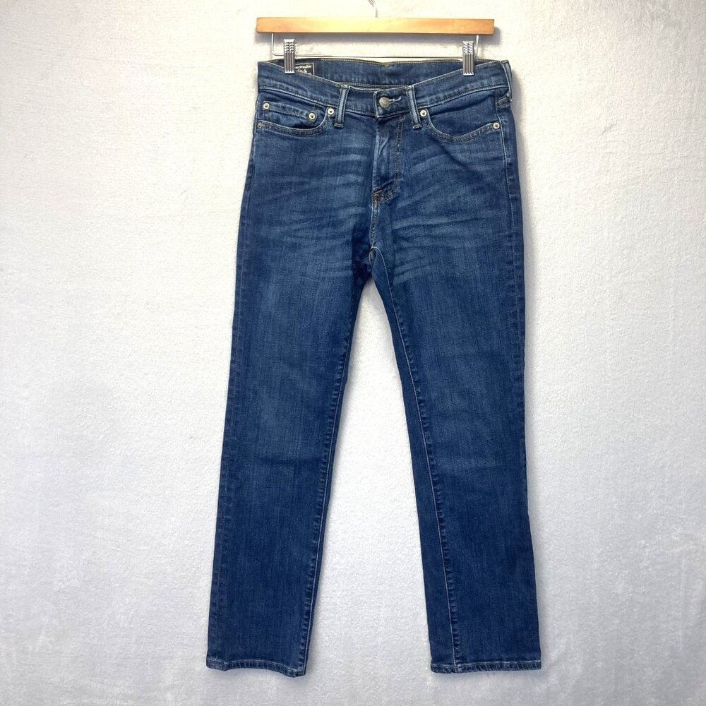 Abercrombie & Fitch Kennan Straight Jeans Mens 28x30 Dark Blue Stretch 131D0090
